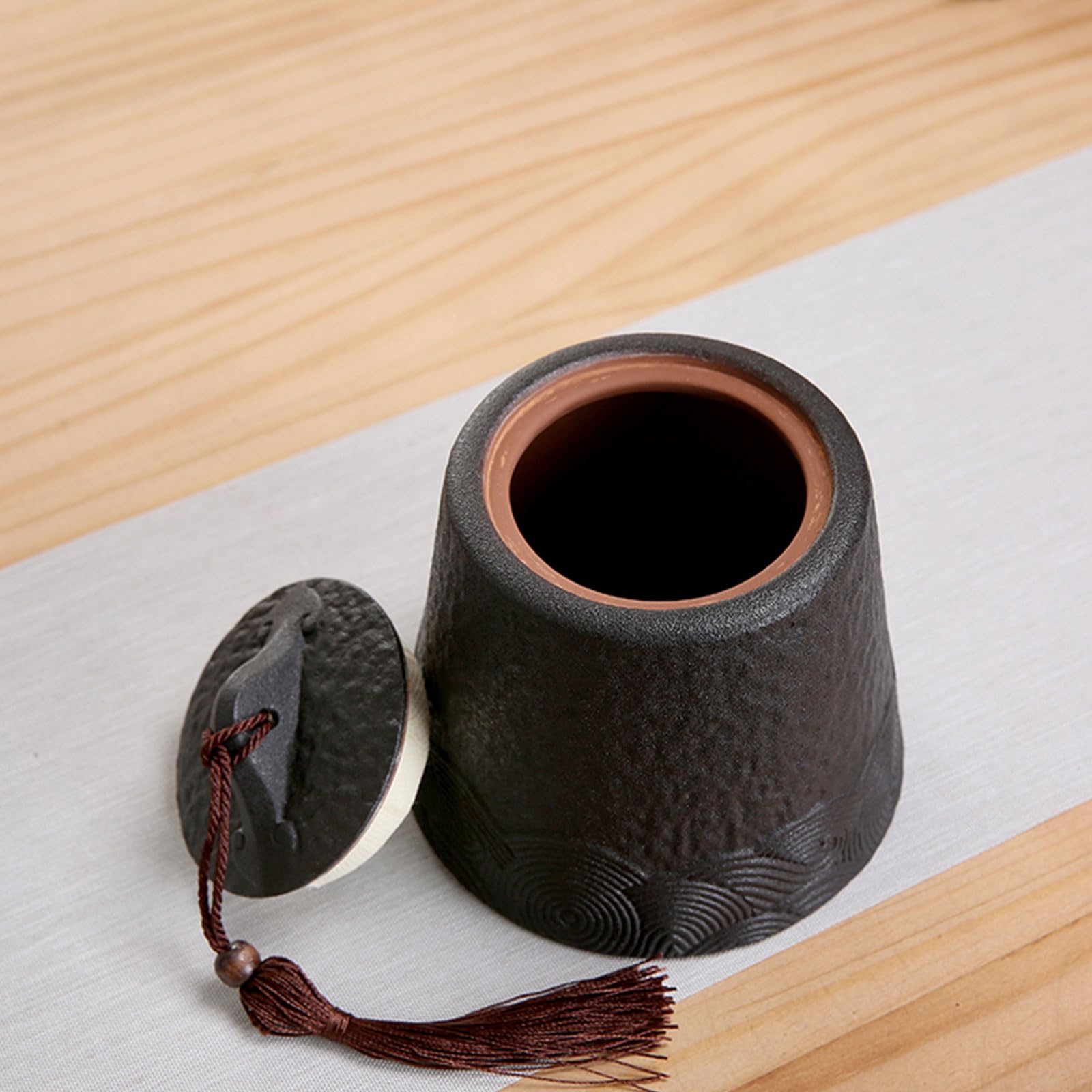 Urny do kremacji zwierząt domowych, Mała ceramiczna urna kremacyjna na prochy ludzkie, czarna(Cylindrical)