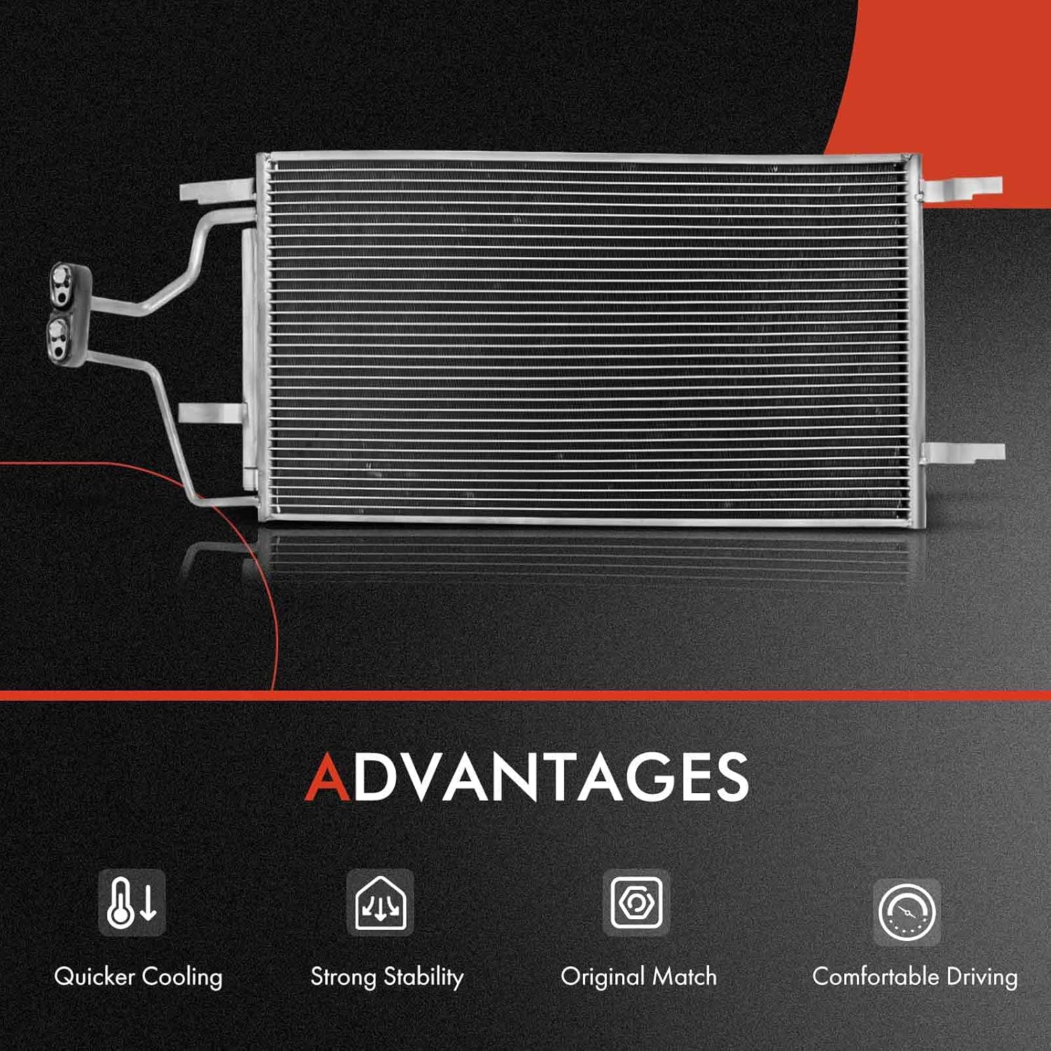 A-Premium Air Conditioning A/C Condenser Compatible with Buick Rendezvous, Terraza & Chevrolet Uplander & Pontiac Montana & Saturn Relay, Replace# 10357778