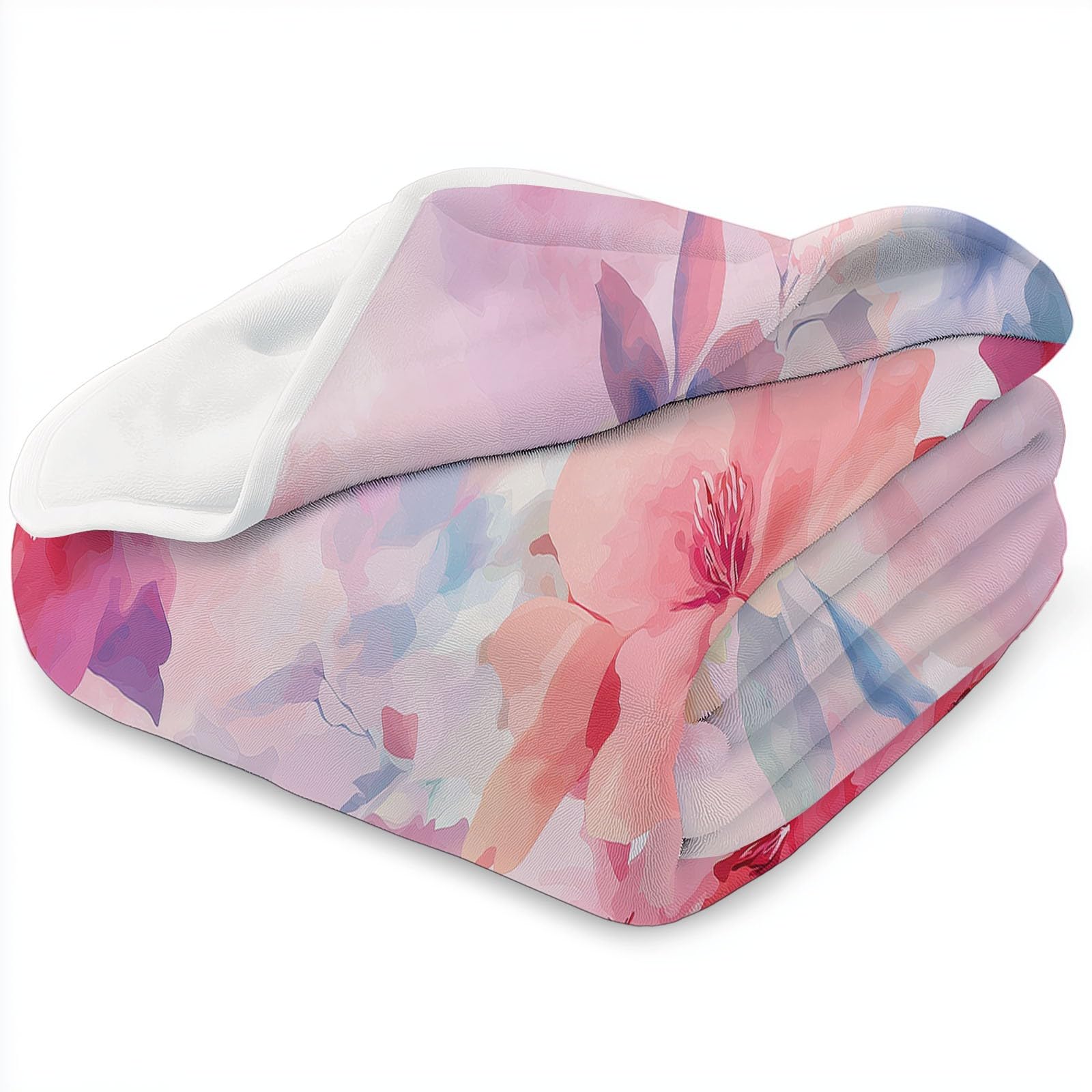 Acuarela Traumblumen Kuscheldecke Kinder Sherpa Manta cálida para el salón, suave y mullida, manta de forro polar, como funda de sofá, manta de sofá, colcha, color rosa, 150 x 200 cm