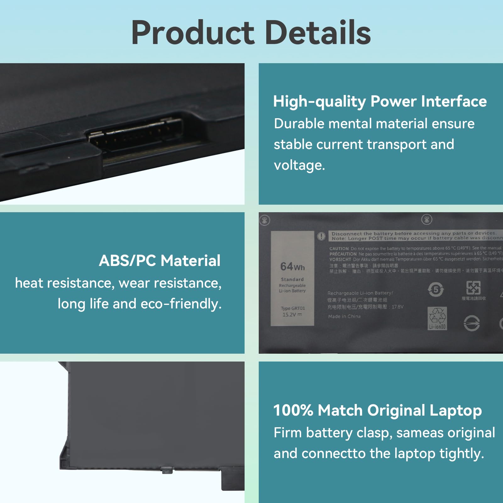 Batterie Li-ion 4000mah KXRSII GRT01 Batterie Pour Dell Latitude 5421 5431 5521 5531 Batterie Dell Remplacement