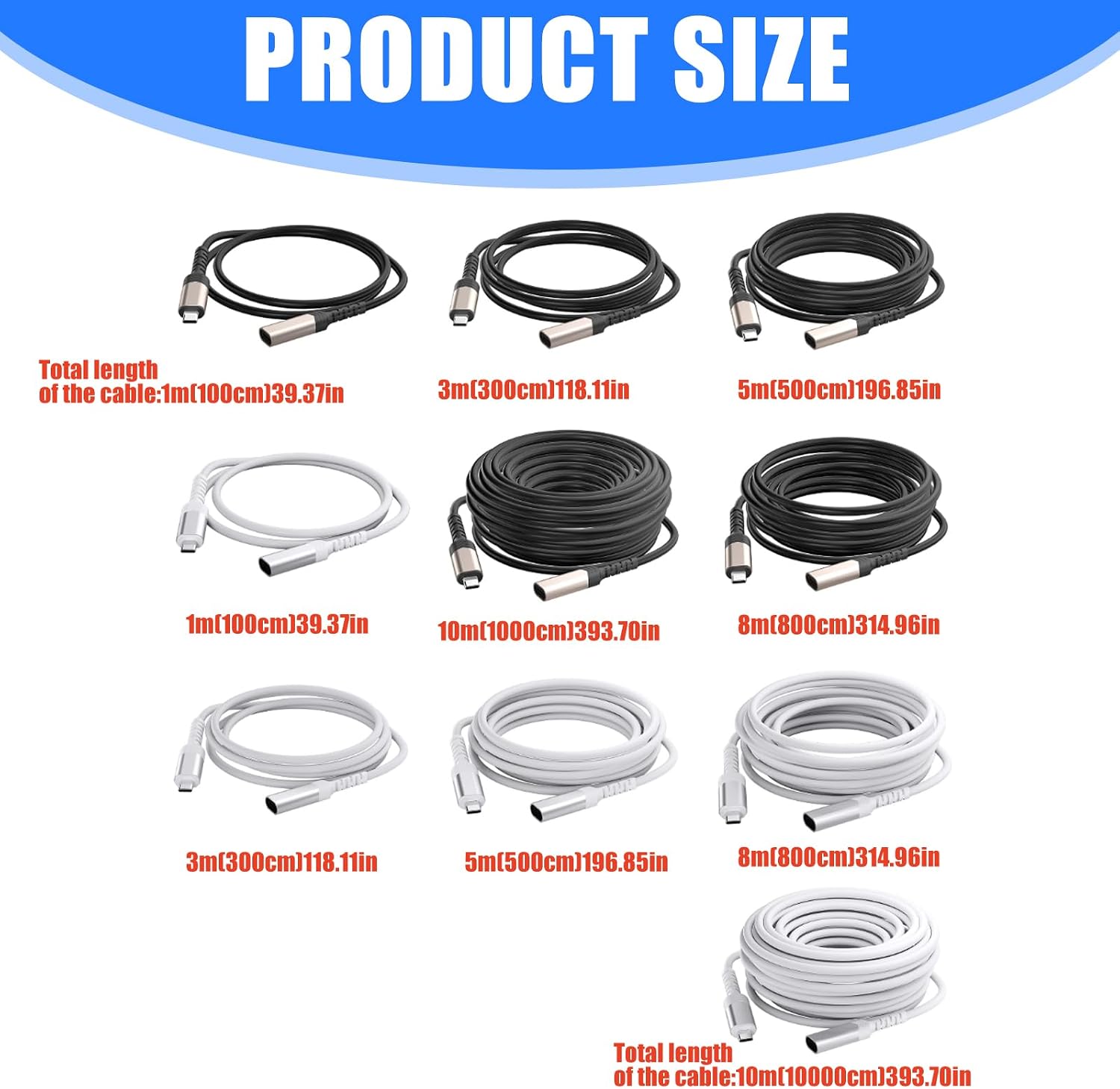32.8ft USB C Extension Cable, Pro-Grade Outdoor Type C Power Cord (-50℃ to 120℃), Straight/90 Degree Extender for Solar Panel, Stick Up Cam, Mag-Safe Charger & Security System