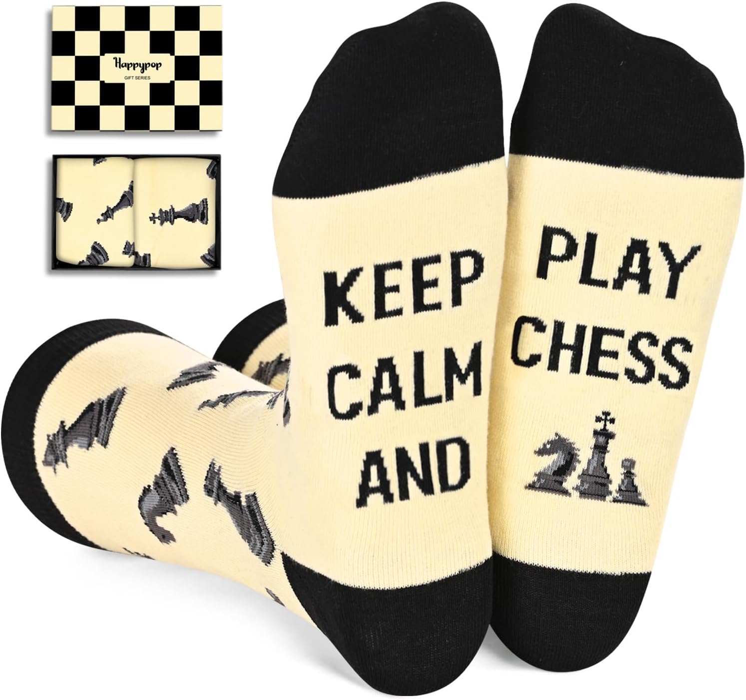 Happypop Funny Gifts para adultos: auto clásico, baile, calcetines de ajedrez para hombres, mujeres