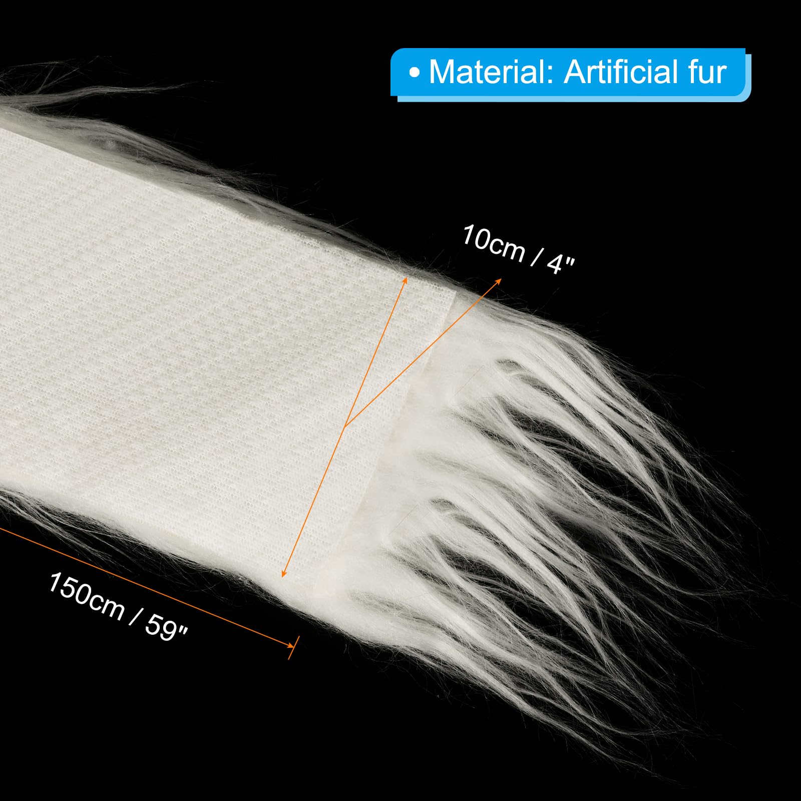 PATIKIL Plush Faux Fur Fabric Precut Strips, 59" x 4" Fluffy Faux Fur Ribbon for DIY Crafts Christmas Halloween Gnome Beard, White - Image 2
