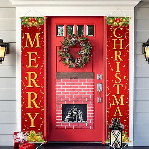 Miniatura 11 de Ivenf Juego de carteles de Navidad para porche, pancartas verdes, decoraciones colgantes de Navidad para el hogar, exterior, interior, pared, puerta