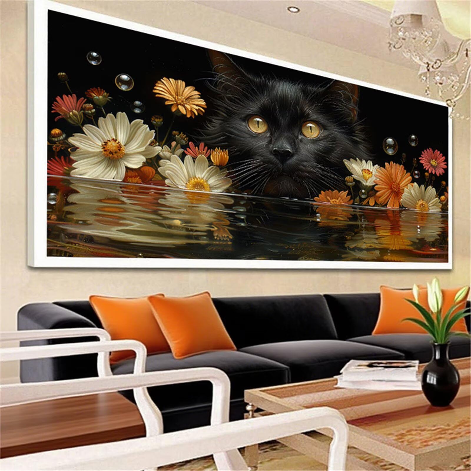 Diamentowe malowanie kota Diament Malarstwo dla dorosłych, 5D Diament Malarstwo Stokrotka Haft Diamenty Duży Format 80x160cm, DIY Rhinestone Ścieg krzyżykowy Ręczna aktywność do dekoracji ścian