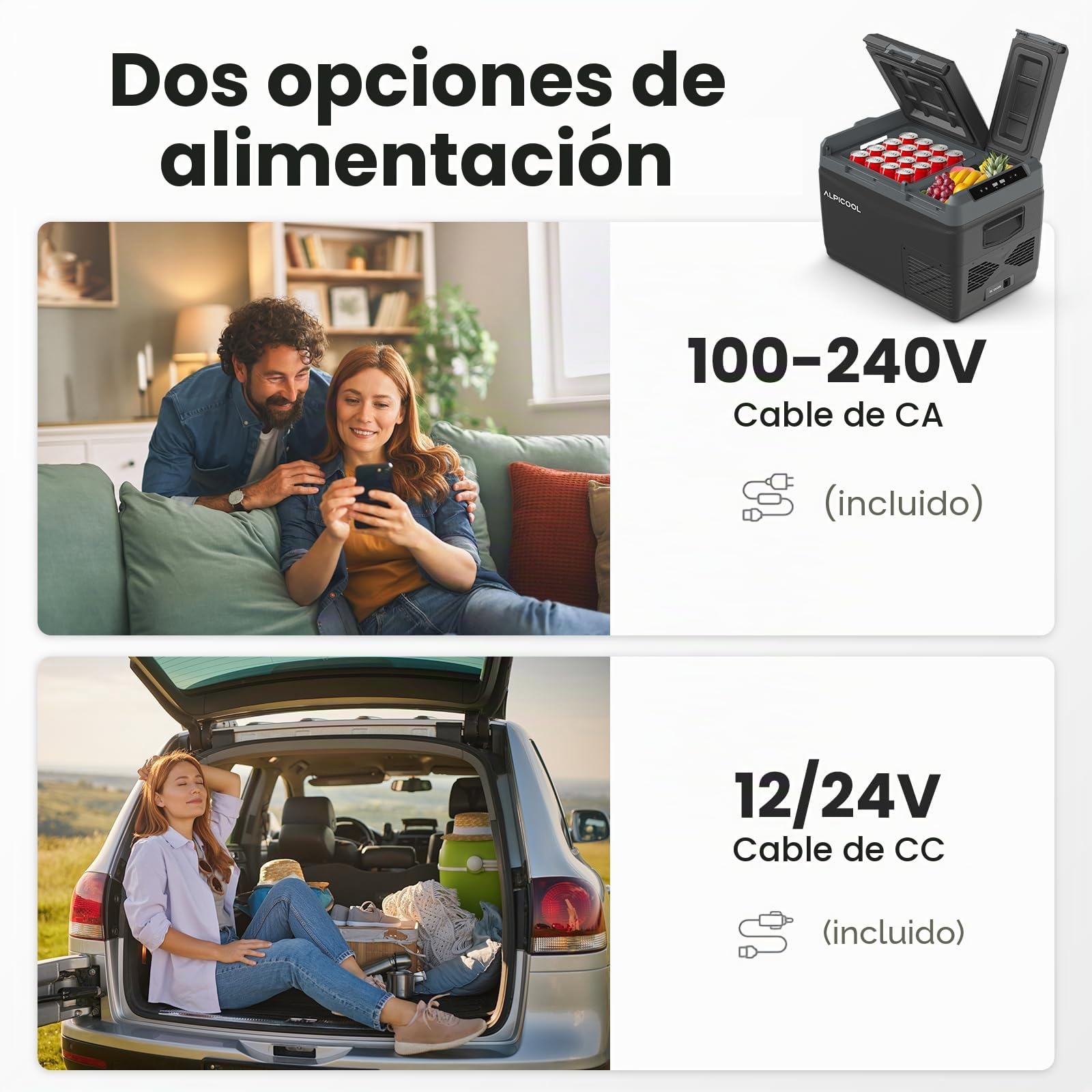 Alpicool KLS38 Nevera para Auto 31L con APP, Frigorífico Portátil Eléctrico de Doble Zona 12/24V DC 100~240 V AC, Nevera Portátil para Camiones, Viaje, Picnic, -20℃-20 ℃, con Compartimento para Hielo