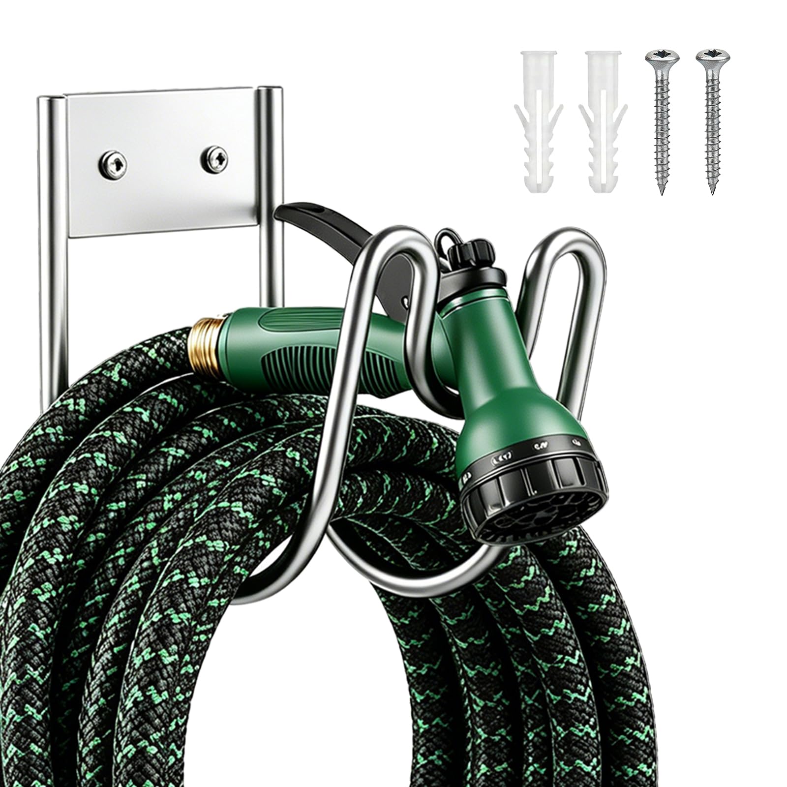 CPKONUUIP Metal Garden Hose Holder Wall Mounted Hose Hanger Storage Rack Weather Resistant Outdoor Hose Pipe Holder Black Metal Hose Bracket with Screws(Silver)