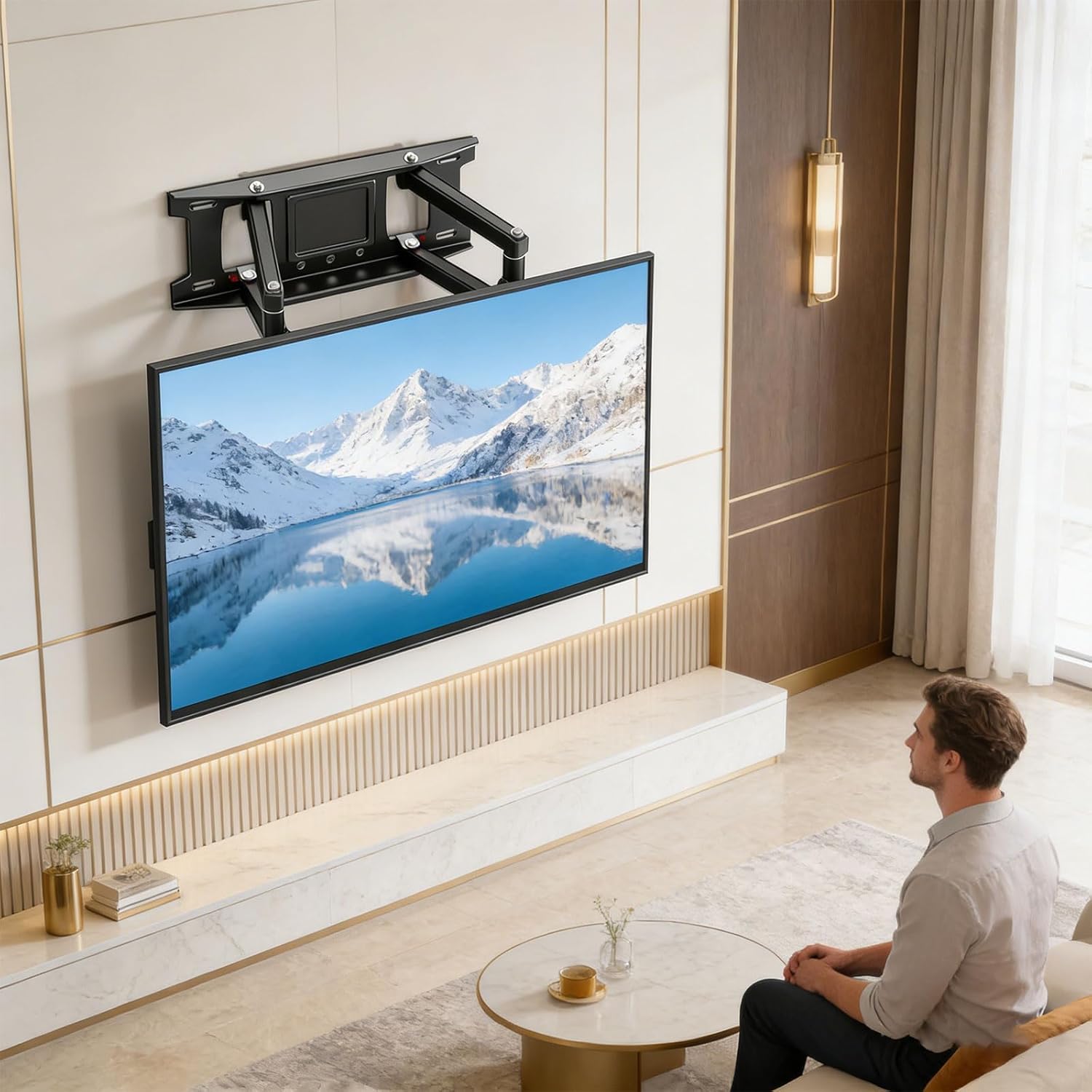 Global Box Bracket Consistent 32 to 80 Inch TVs Highlighting Modifiable Tilt Rotation and Pliable Arms Constructed of Strong Metal for Strengthened Security Modifiable Mount