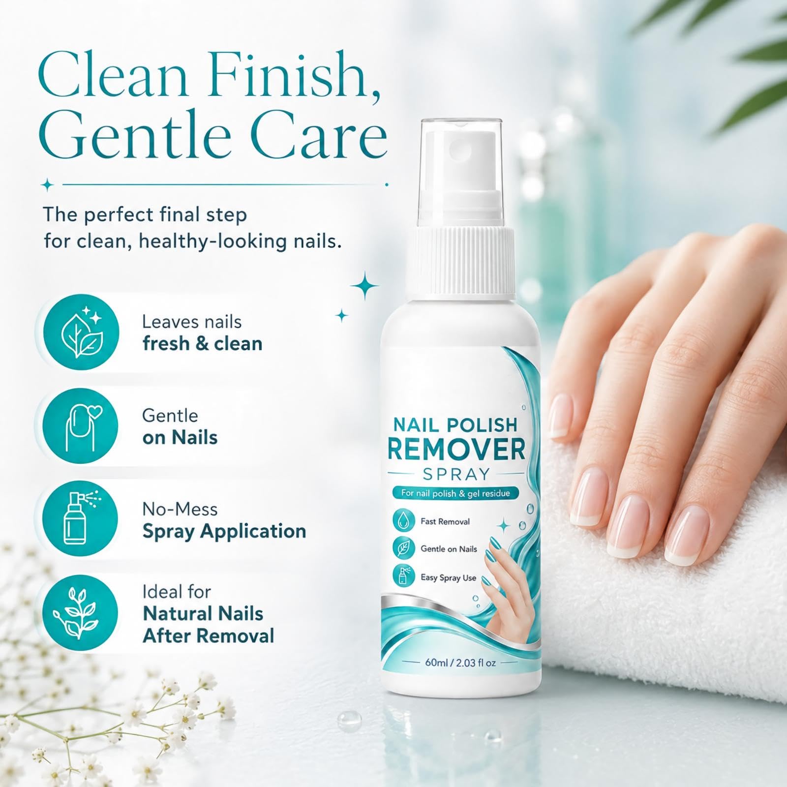 Spray dissolvant de vernis à ongles, dissolvant de colle à ongles sur les ongles, spray de colle solide sans acétone, élimination rapide sans trempage en 3-5 minutes, formule douce de (8pcs)
