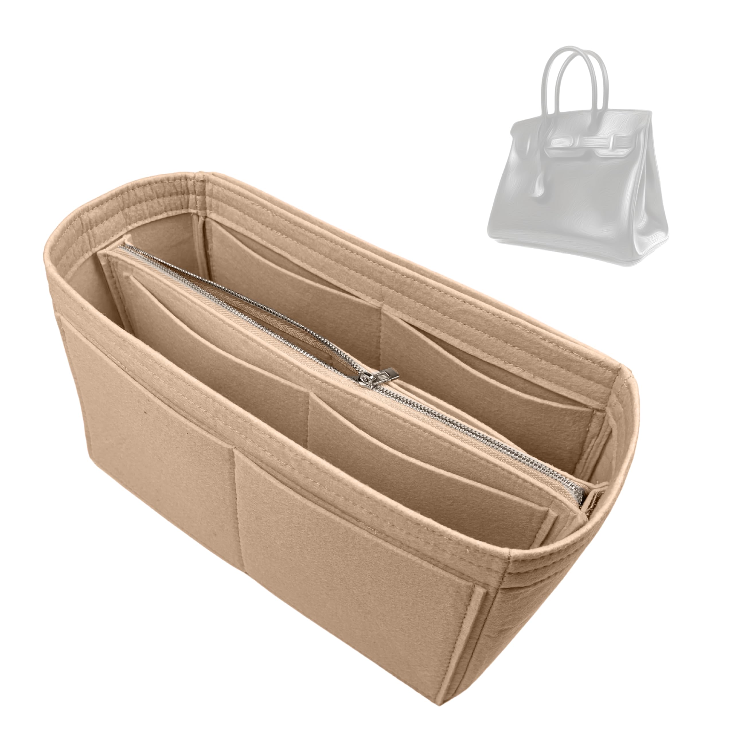 Divitize Premium Taschenorganizer kompatibel mit Hermes Birkin 20/25/30/35/40/45 - Handgefertigter Filz, Vollverkleidung, Verstärkter Boden, Maßgefertigt, 24+ Farben (Scarlet, for BK30)