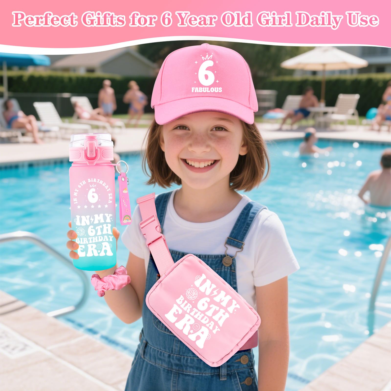 6th Birthday Gifts for Girls, 6 Year Old Girl Birthday Gift, Gifts for 6 Year Old Girl Trendy 2026 Water Bottle,Cap, Bag, 6 Birthday Gifts Ideal for Daughter Sister Niece, Things for 6yr Old Kids
