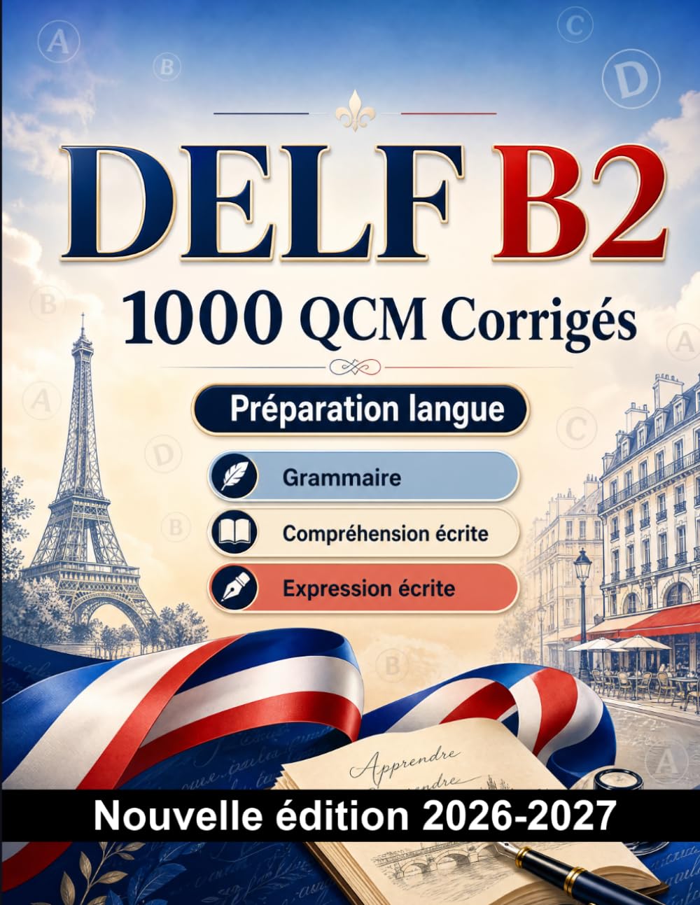 DELF B2 : 1000 QCM Corrigés: Préparation examen DELF : Compréhension écrite, Vocabulaire, Expression écrite, Orthographe, Format d'examen et entraînement aux épreuves pour réussir