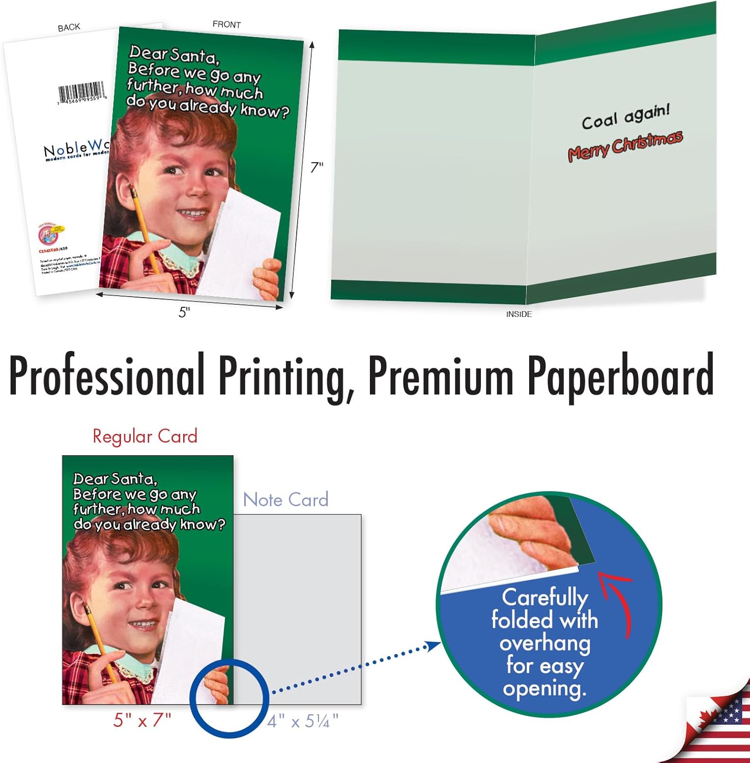 NobleWorks 20 Assorted Box Set Funny Christmas Greeting Cards w/ 5 x 7 Inch Envelopes For Men and Women (10 Designs, 2 Each) Holiday Children AC10708XSG-B2x10