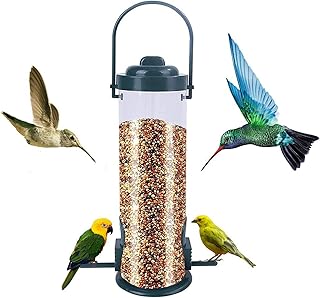 Bird Feeder Hanging, Squirrel-Proof Bird Seed Feeder, Plastics Bird Feeder Hanging Small Birds Wild Bird Food Feeder for Garden Bird Feeding Station