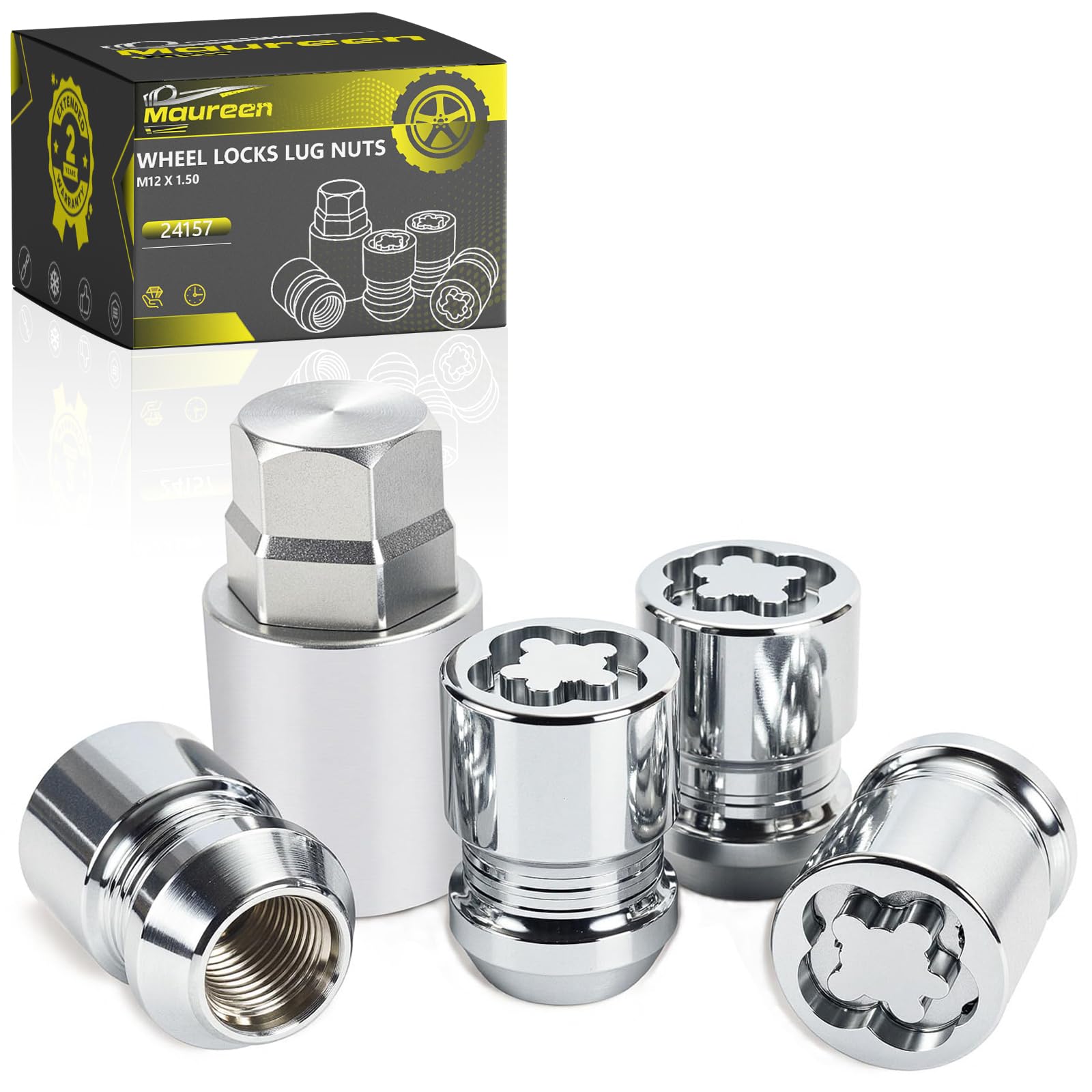Chrome Cone Seat Wheel Locks McGard 24157 Chrome Wheel Lock Set 