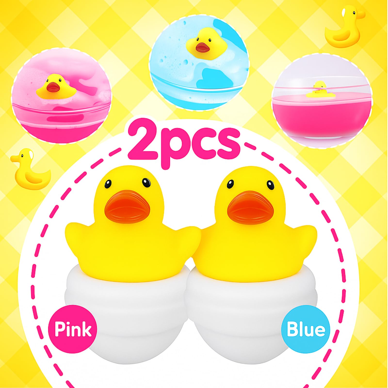 2 Pcs Duck Gender Reveal, Bath Bomb Ducks Pink or Blue for Baby Shower Party Gift with PVC Box, Card & Confetti for Gender Reveal Birthday Party Decorations