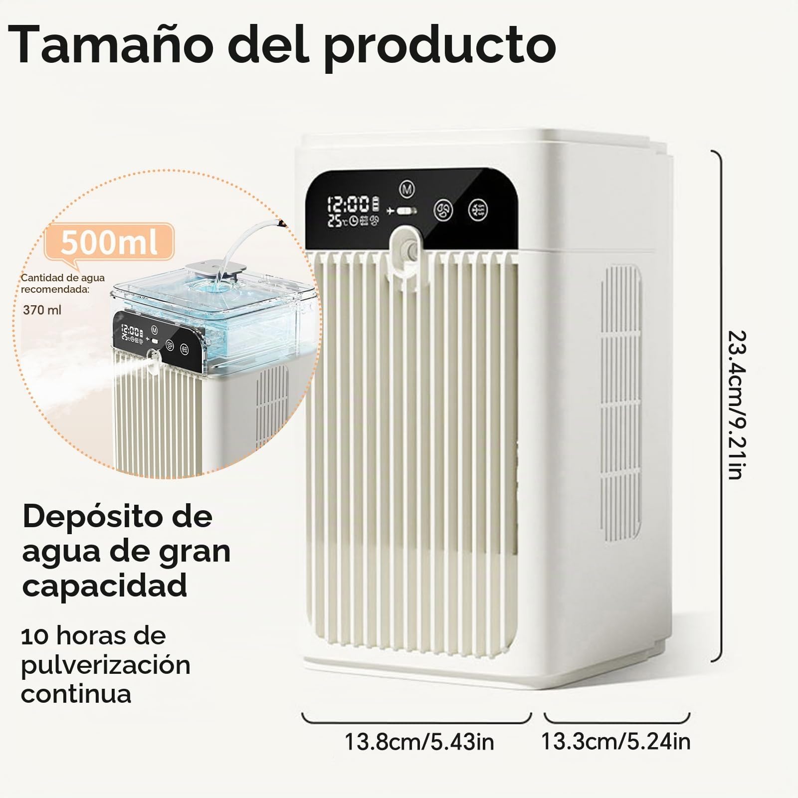 Aire acondicionado portátil, 500 ml, aire acondicionado portátil con 2 velocidades y 2 modos de niebla, deshumidificador eléctrico portátil ultra silencioso, temporizador de 10 H, para dormitorio