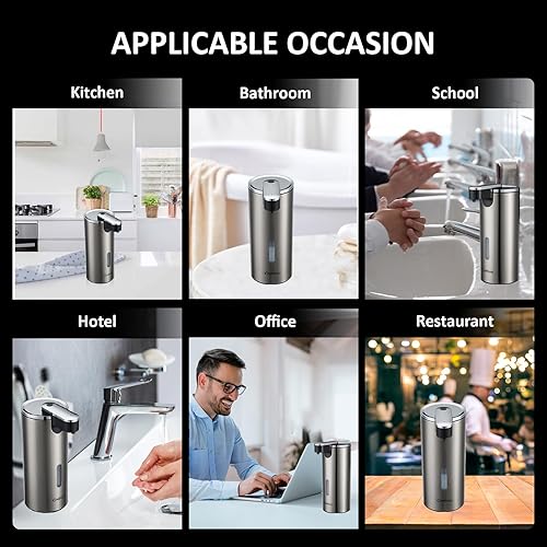 Miniatura 6 de Dispensador automático de jabón, dispensador automático de jabón sin contacto, cocina y baño, 3 volúmenes ajustables para jabón líquido, resistente