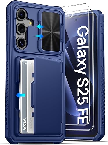 Miniatura 35 de ATATOO Funda para Samsung Galaxy S25 FE, tarjetero integrado (3-5 tarjetas) y cubierta de cámara deslizante y bloqueo RFID, protección de grado
