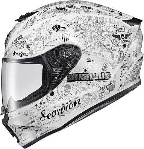 ScorpionEXO R420 - Casco integral y urbano para motocicleta, de policarbonato, con bolsillos para altavoces, certificación DOT y Snell, para adultos
