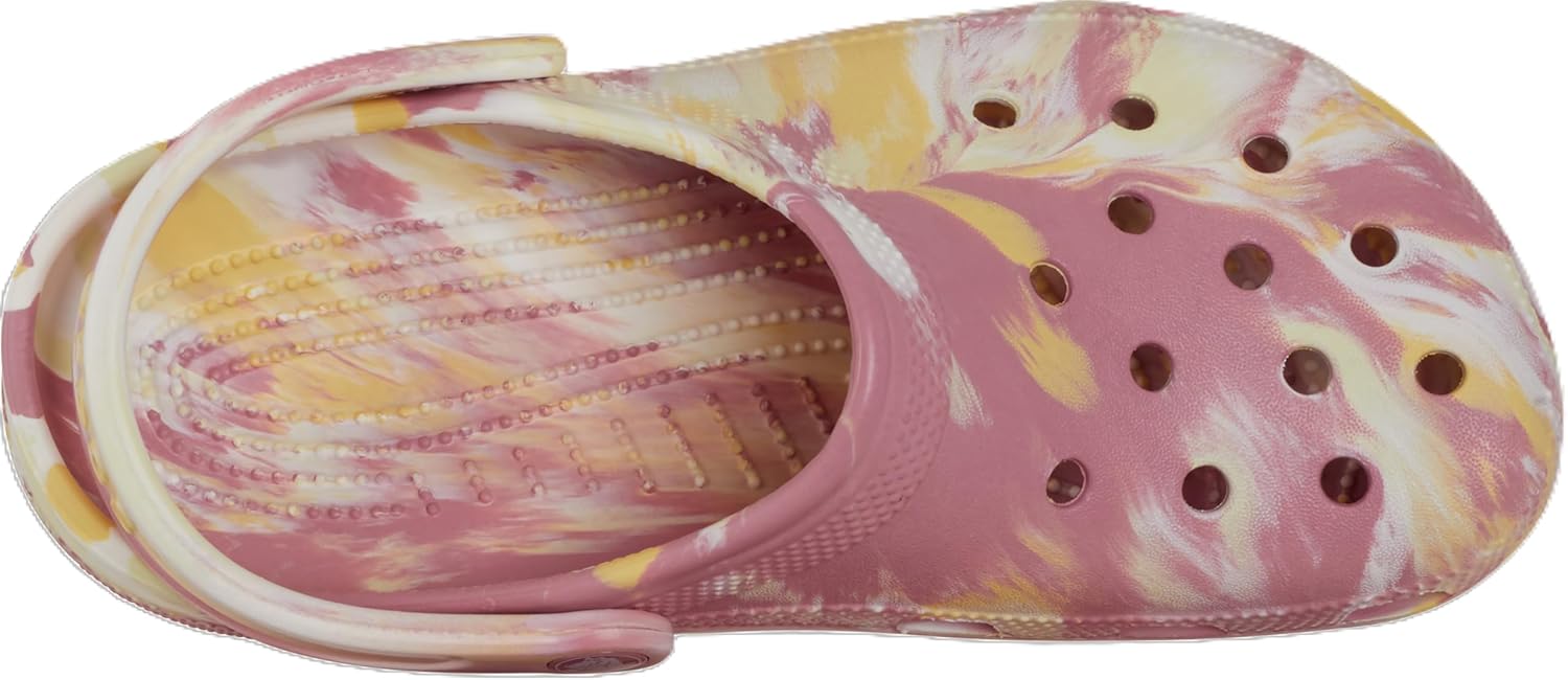 Crocs Unisex-Adult Classic Marbled Tie-Dye Clog, Daylily/Multi, 4 Men/6 Women M US