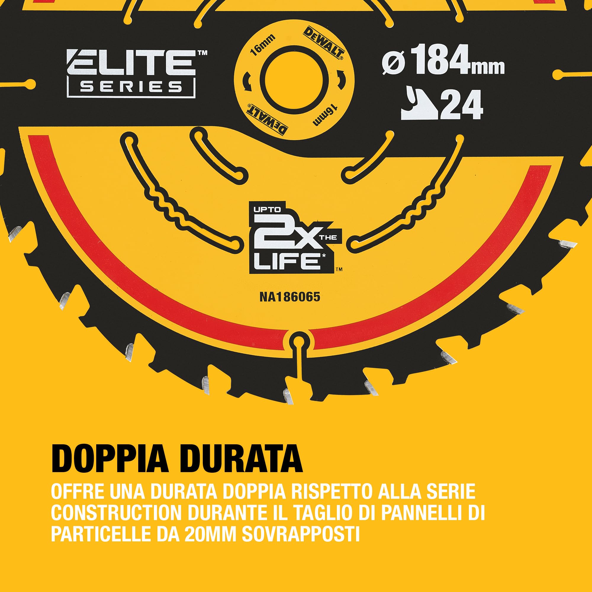 DEWALT Lama circolare Elite con diametro 184mm con foro da 16mm e 24 denti, DT10302-QZ