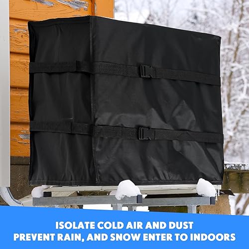 Miniatura 5 de Wovnet 2 piezas de cubierta de aire acondicionado de ventana para interiores y exteriores, ajustable, impermeable, cubierta de aire acondicionado