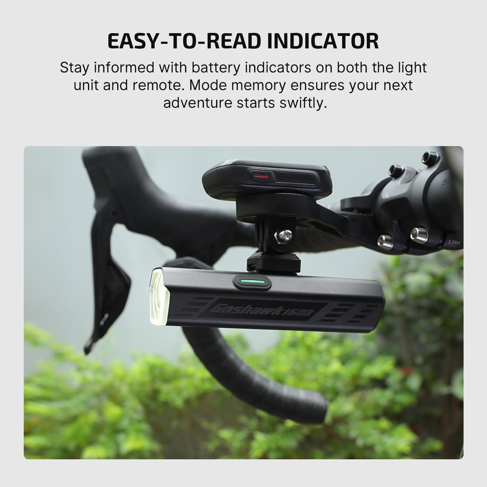 OLIGHT Goshawk 1600 Lampe de vélo télécommandée sans Fil 1600 Lumens | Lampe Velo Led Puissantes Rechargeable Étanche IPX6 pour VTT, Vélo de Route et Cyclisme Nocturne