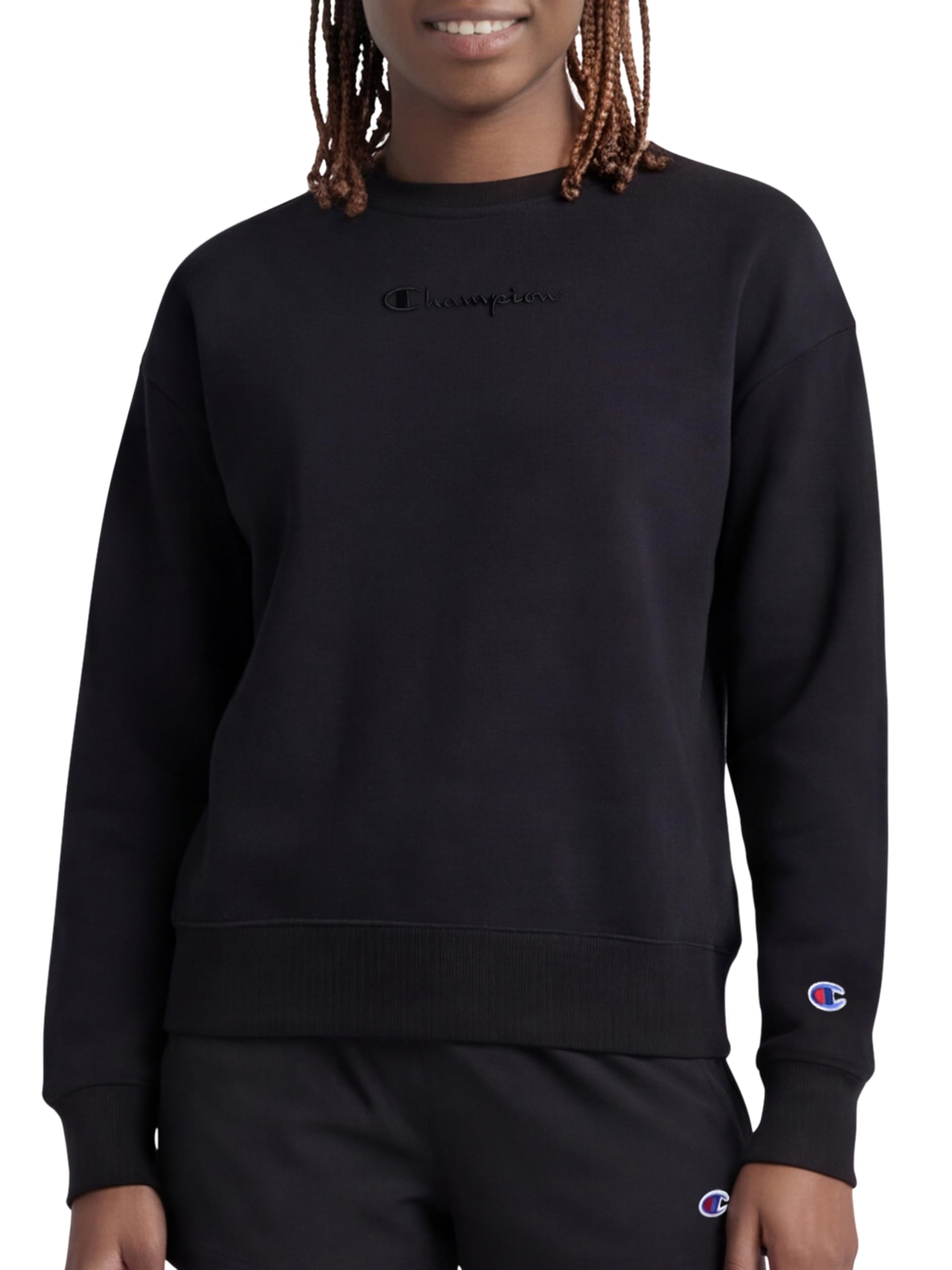 Women’s Powerblend Fleece Crewneck Sweatshirt, Tonal Script Logo