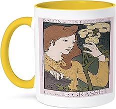 3dRose Vintage Salon des Cent Exposition E Grasset Paris France Advertising Poster 15oz Two-Tone Yellow Mug