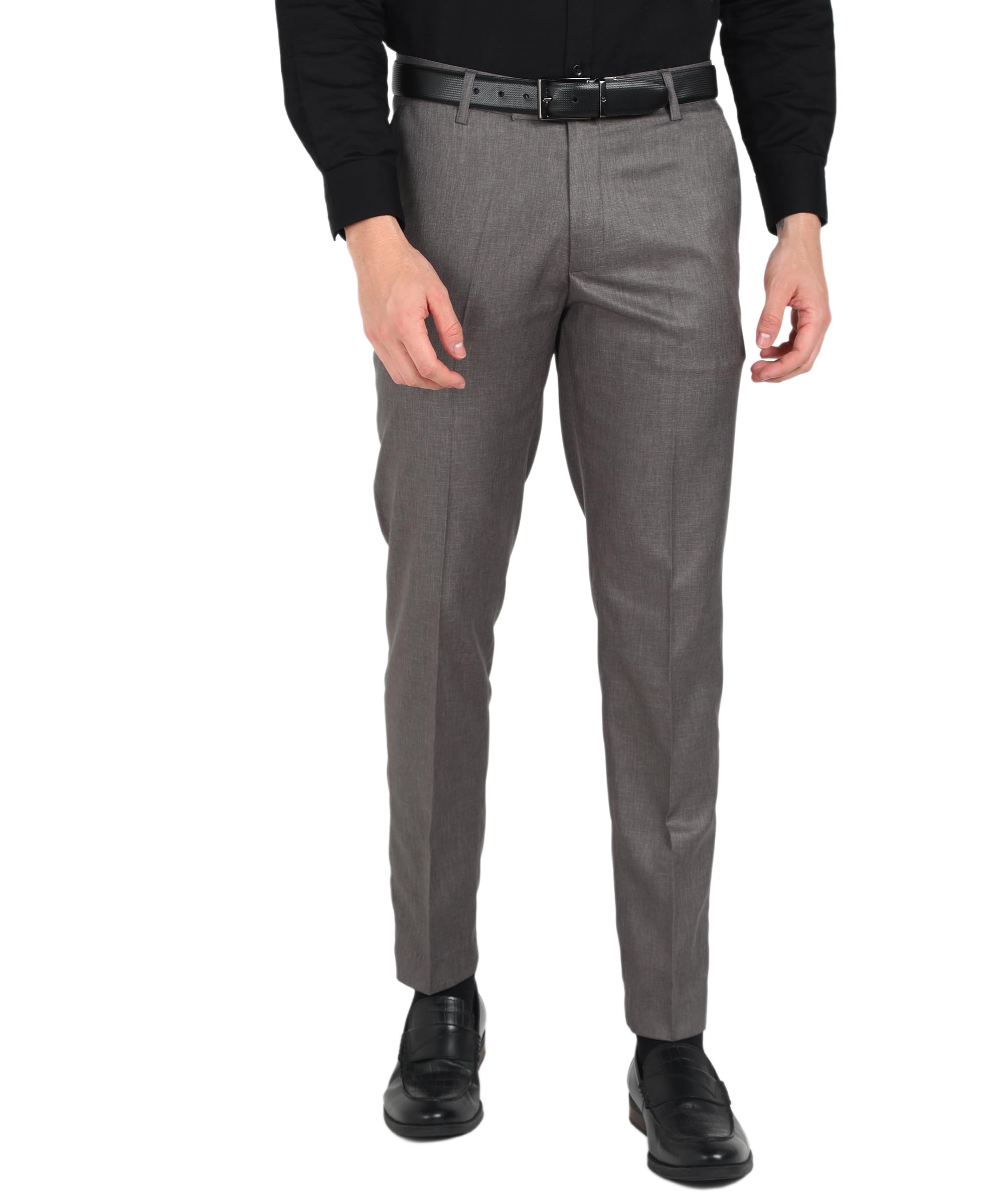 sam & jack Grey Colored Polyviscose Regular Fit Men's Formal Trousers-picture-46