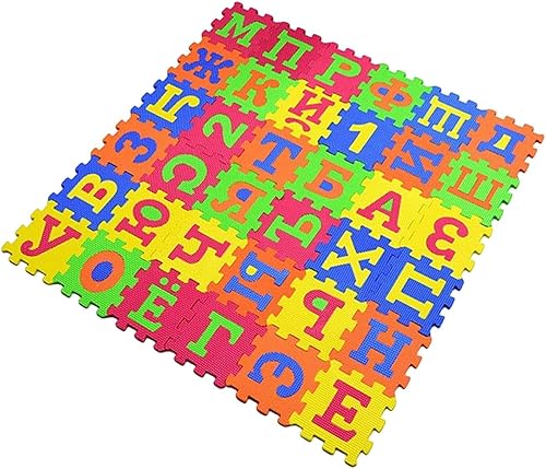 Miniatura 4 de harayaa Juego de 36 tapetes de espuma EVA para el suelo del alfabeto ruso colorido grueso reutilizable para balcón jardín de infantes ventana de