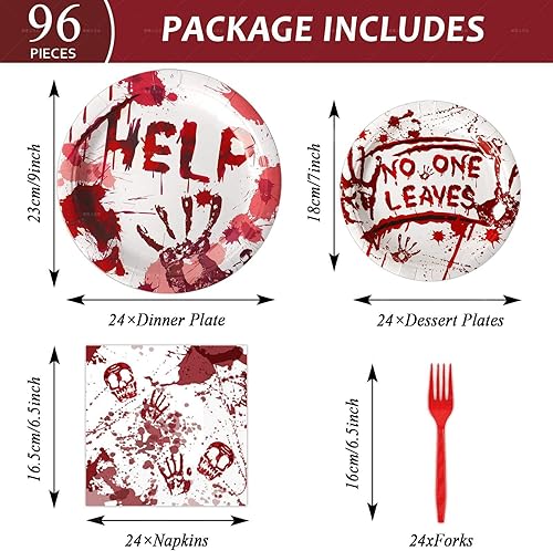 Miniatura 4 de Bloody Good Time - Juego de vajilla para fiesta de Halloween, calavera zombi, decoración de mesa de fiesta de Halloween, suministros de mesa, platos