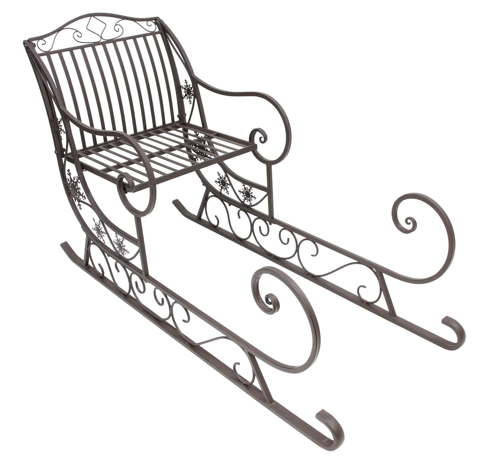 Dekoleidenschaft Großer Schlitten Nostalgie aus Metall, braun mit Antik Finish, 116 cm lang, Dekoschlitten, Weihnachtsdeko, Garten-Deko für Draußen
