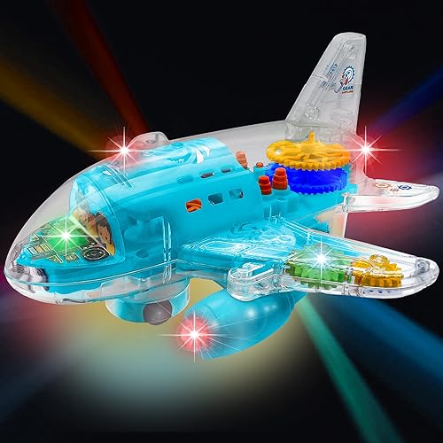 Miniatura 5 de ArtCreativity Juguete de avión transparente iluminado para niños pequeños de 1 a 3 años, divertido juguete de avión para niños de 3 a 5 años, con