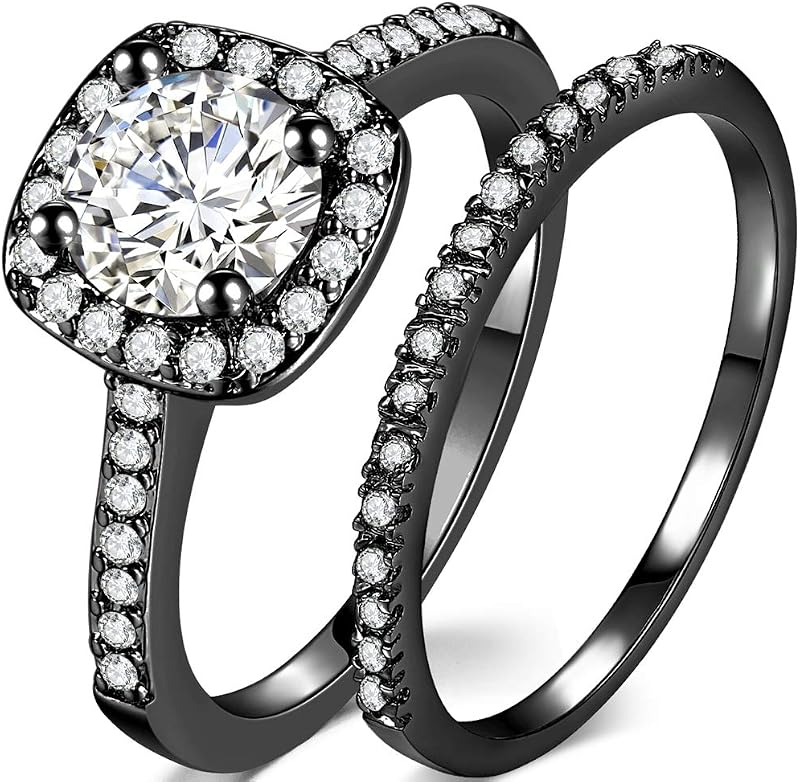 JUDE 1.5 Carat Immitation Cubic Zircon Stone Wedding Engagement Eternity Bridal Ring Set