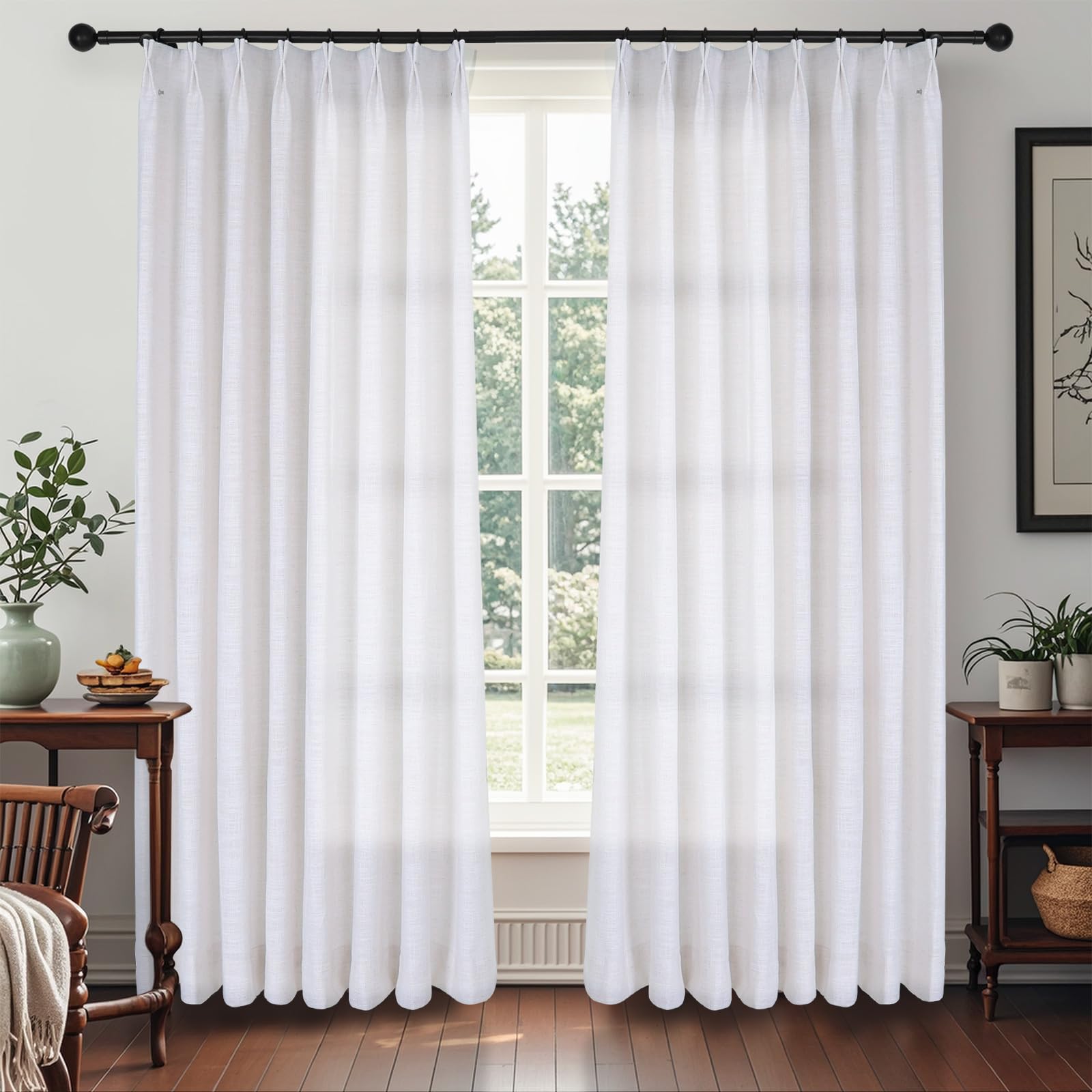 Natural Linen Pleated Room Darkening ...