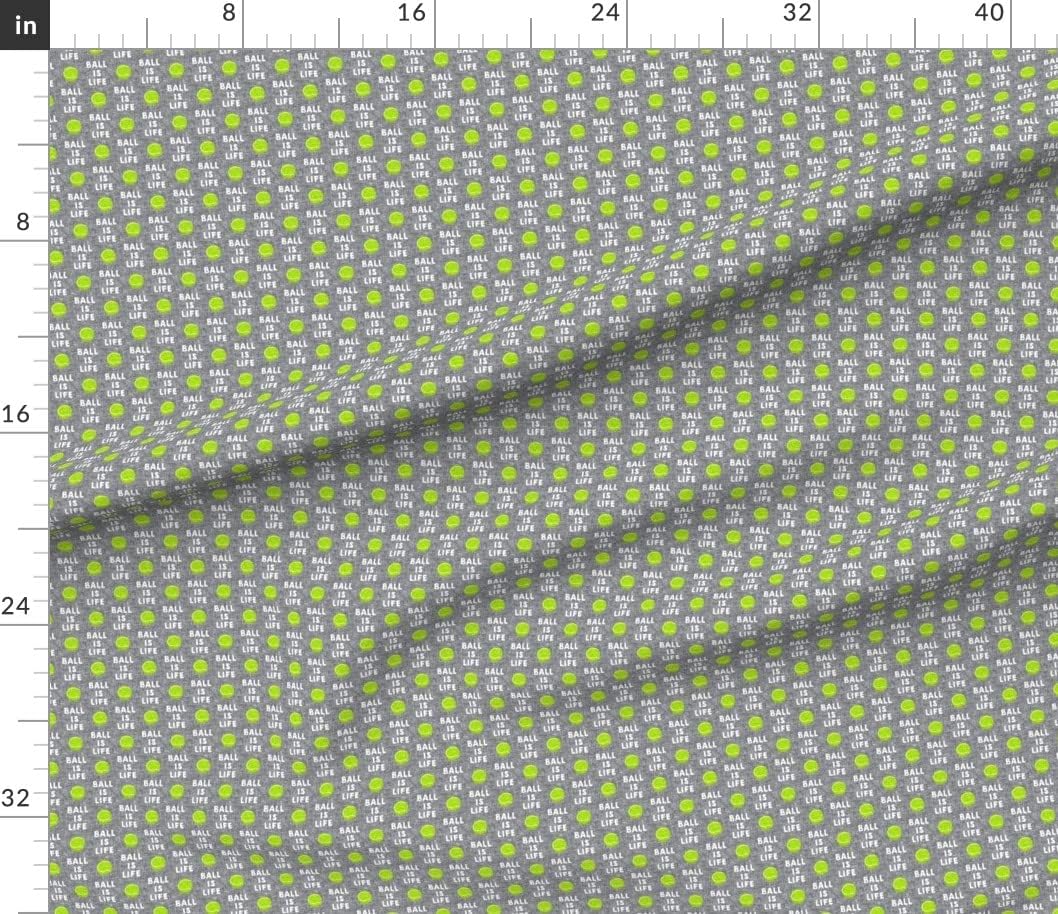 Spoonflower Fabric - Grey Dog Tennis Balls Ball Life Scale Gray Printed on Petal Signature Cotton Fabric by The Yard - Sewing Quilting Apparel Crafts Decor