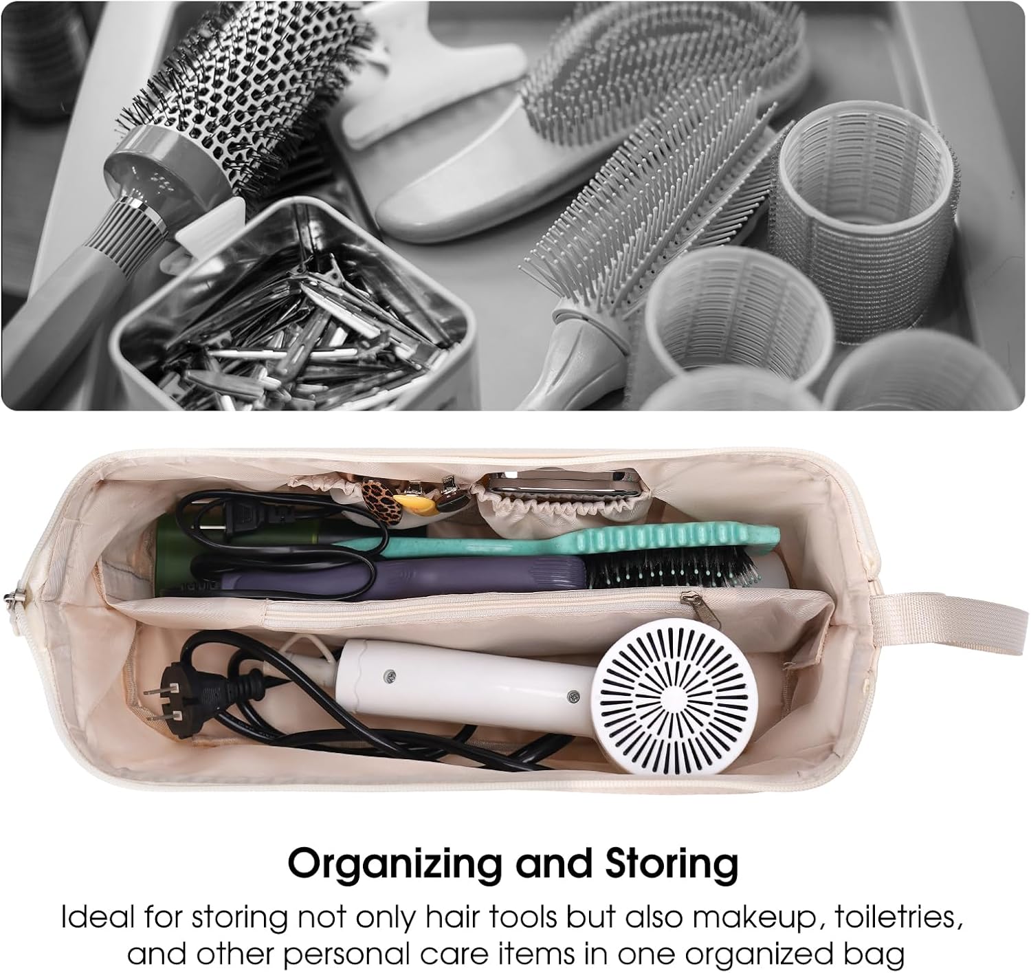 Hair Tools Travel Bag, Quilted Hair Tool Bag for Women, Portable Hair Dryer Organizer Case Compatible with Dyson Airwrap Styler