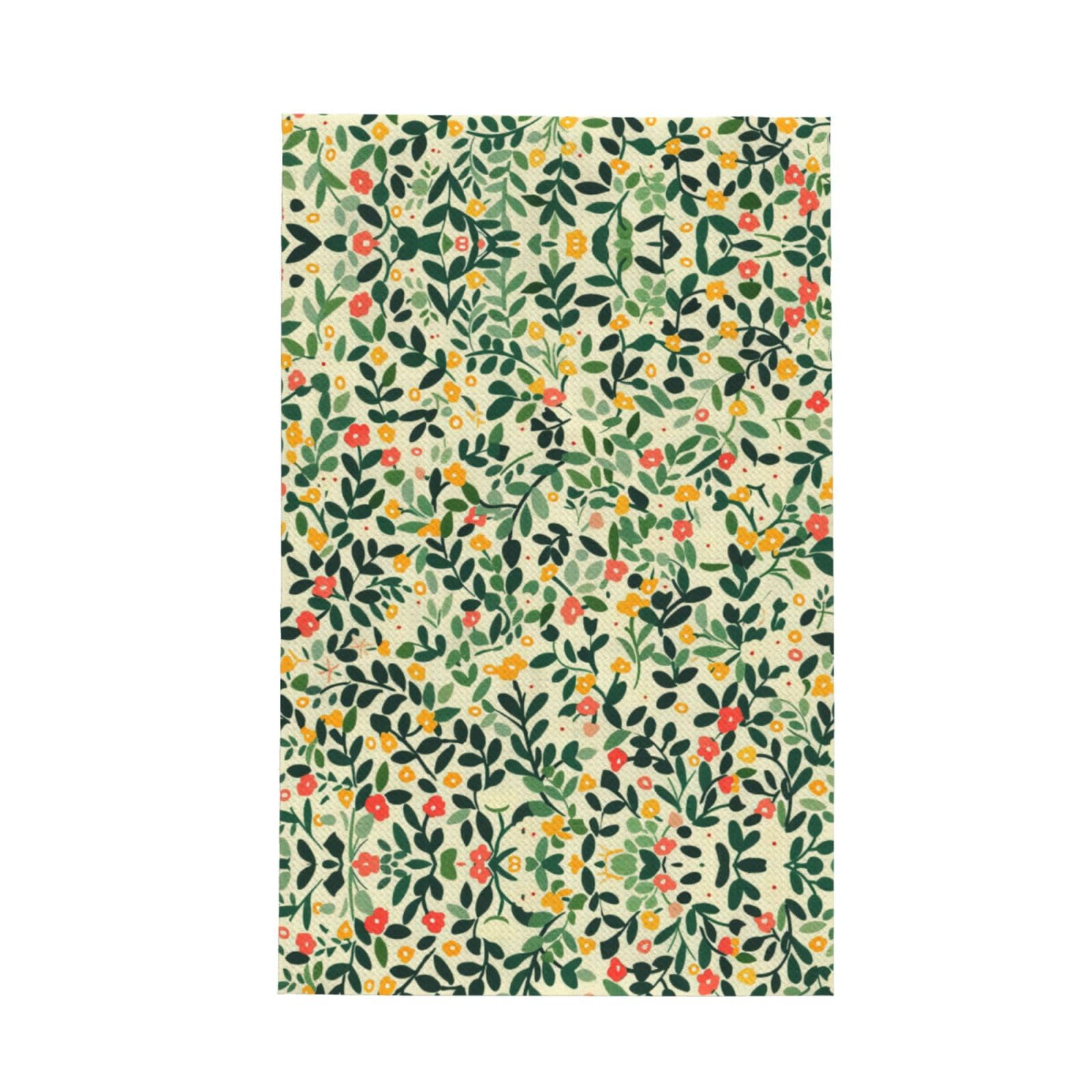 Xxahnbm Black Bubbly Amber Greenery Print Waffle Kitchen Towel,Absorbent Hand Towel