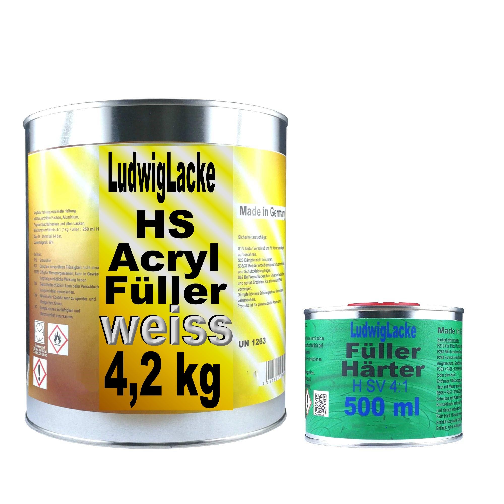 LudwigLacke Acryl Füller weiß 5 kg SET Grundierung Rostschutz