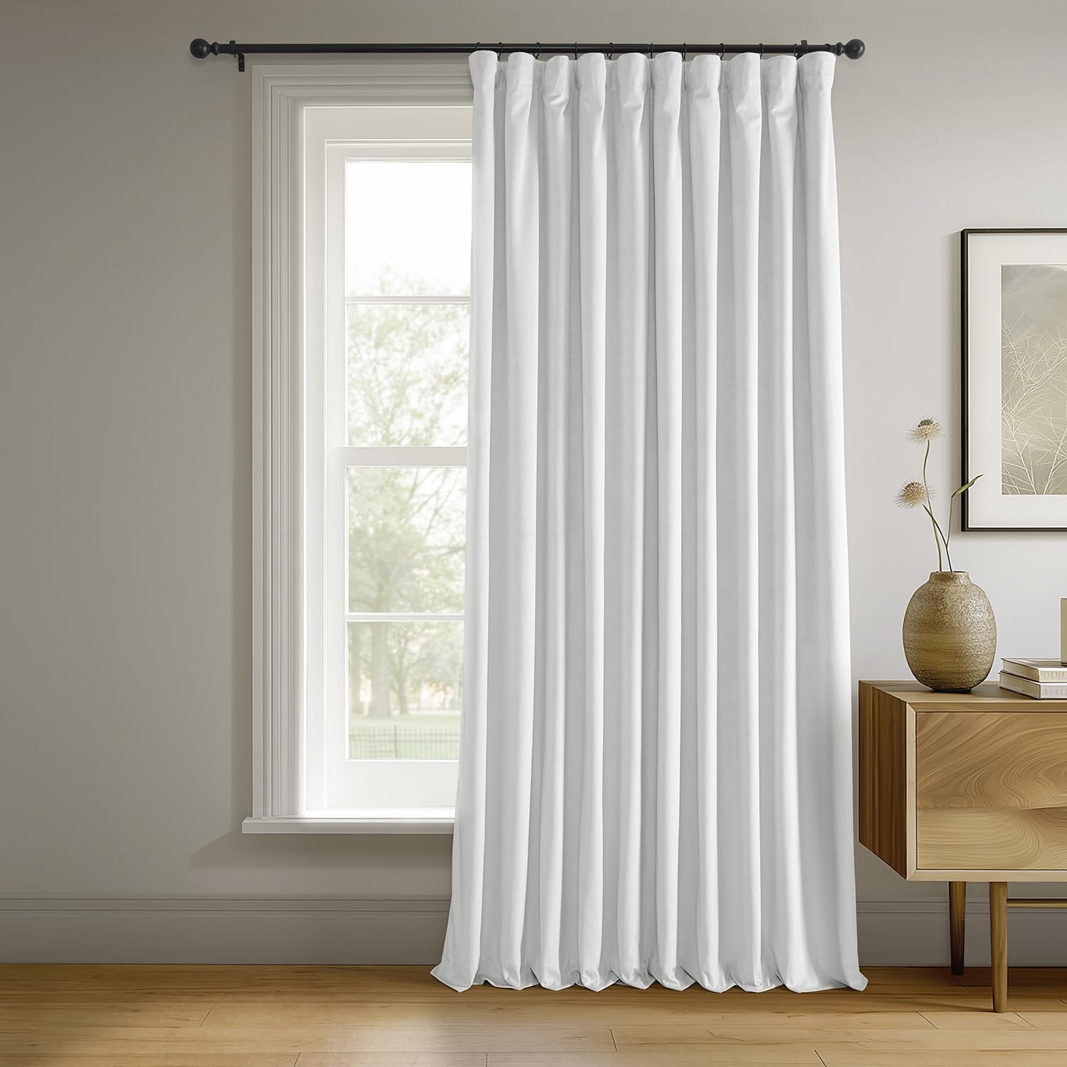 HPD Half Price Drapes Signature Thermo-Verdunkelungsvorhänge aus Samt, für Wohnzimmer, 213 cm lang, 1 Panel, Stangentasche, isolierte Verdunkelungsvorhänge für Schlafzimmer, Fenstervorhänge, 100 B x