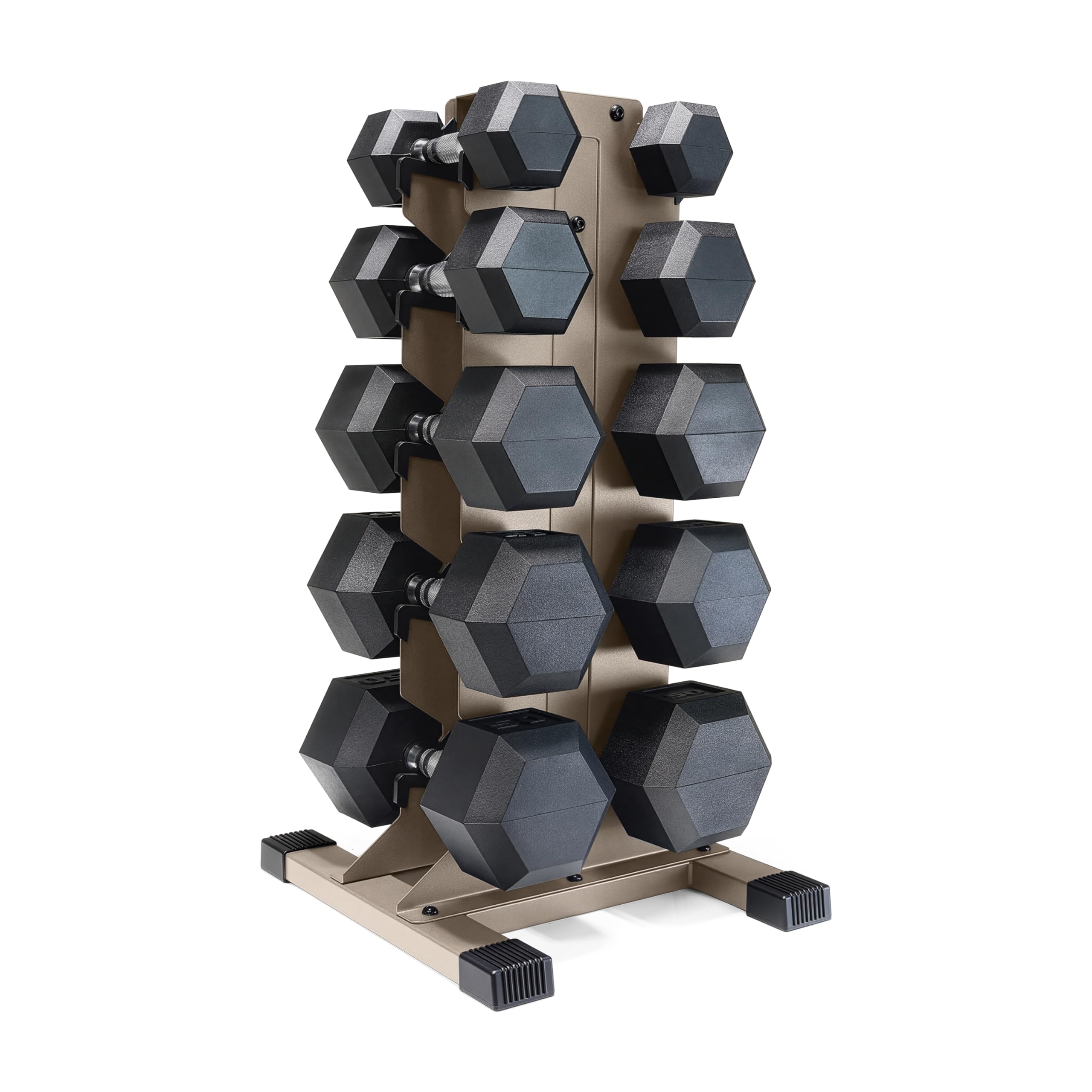 CAP Dumbbell Set with Rack, Rubber Coated Hex Free Weight Set | 100–300 lb Options, Vertical Space-Saving Storage for Home Gym Strength Training