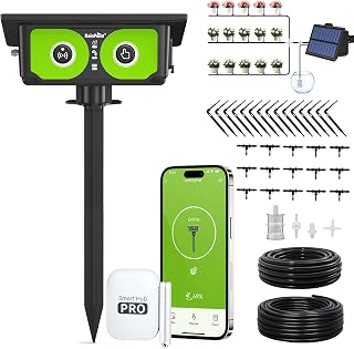 RAINPOINT Wlan Solar Bewässerungssystem Garten, Neues Schlauchdesign für gleichmäßige Wasserverteilung, Automatische Tropfbewässerungs-Kit mit 90 Timer-Modi, Unterstützt Fernsteuerung, Anti-Siphon