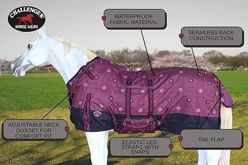 Miniatura 3 de CHALLENGER 70 "1200D Participación Impermeable Caballo de Lluvia Hoja Luz Invierno Manta 396B