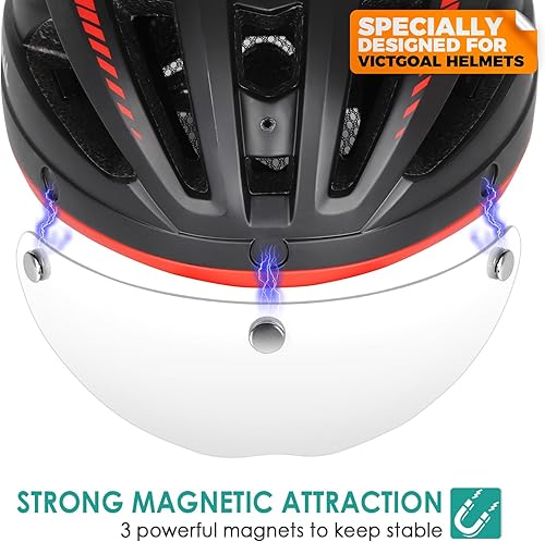 Vista 2 de VICTGOAL Detachable Magnetic Bike Helmet Goggles Visor Especially Deisgned for VG110/VG112 Bicycle Helmet Photochromic