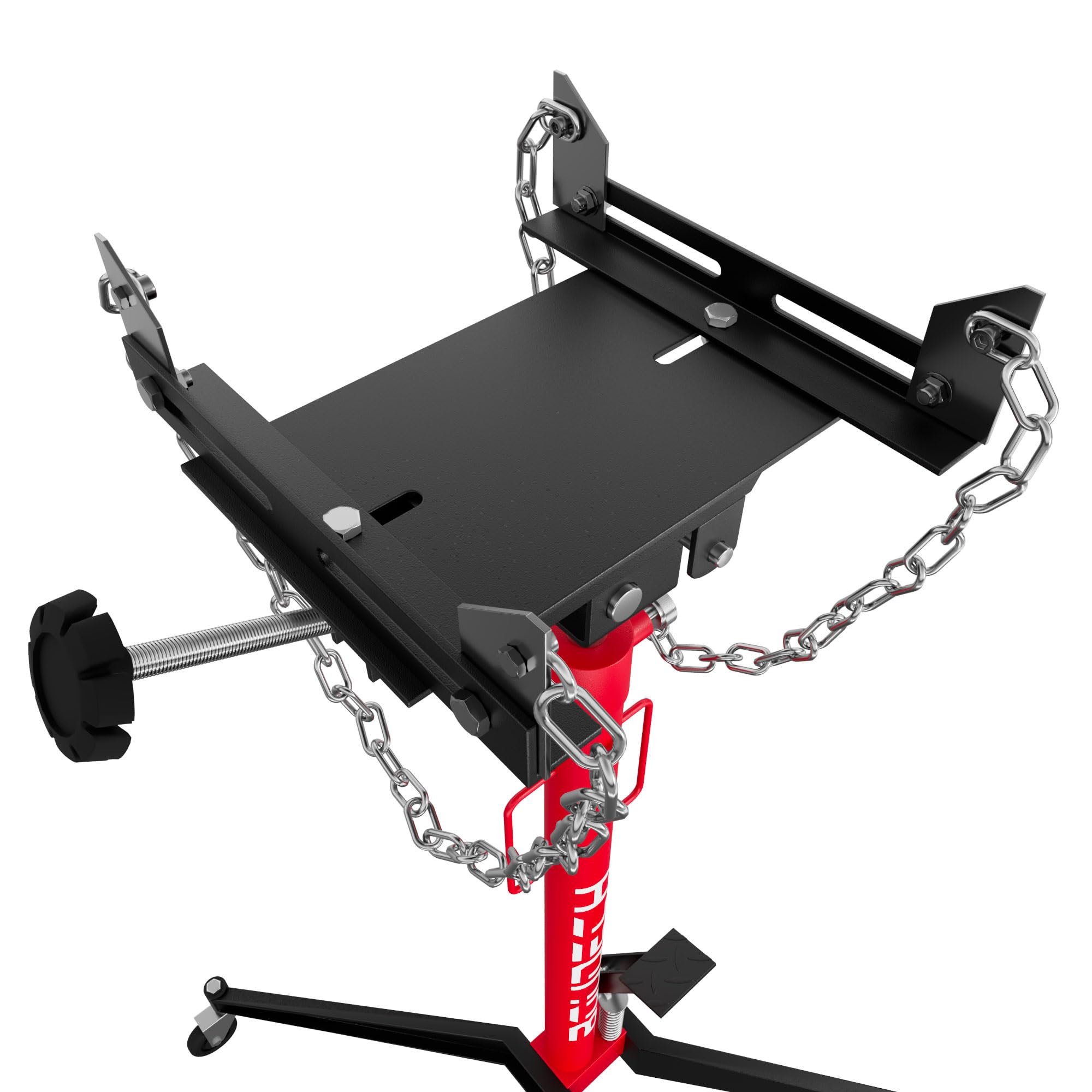Boudech Hack - Sollevatore Ingranaggi idraulico da Fossa max 500Kg H210 cm per Trasmissione Motore Auto con Ruote in Acciaio Rosso