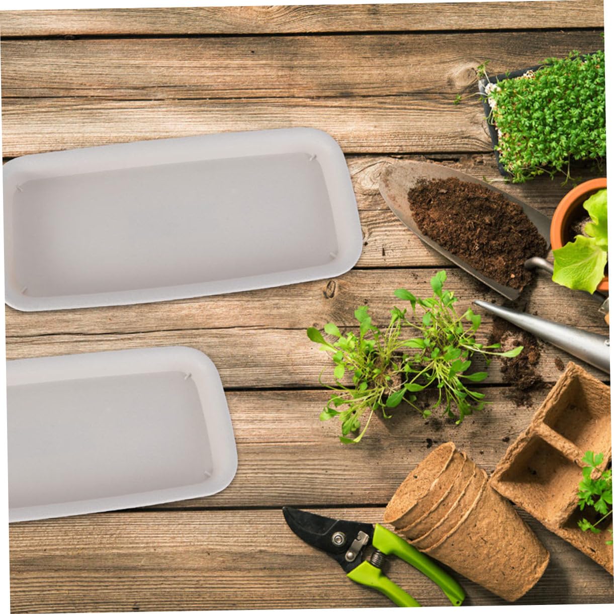 Yardwe 4piezas Bandejas para Agua De Macetas Plato De Jardinería Rectangular Duradero y Reutilizable