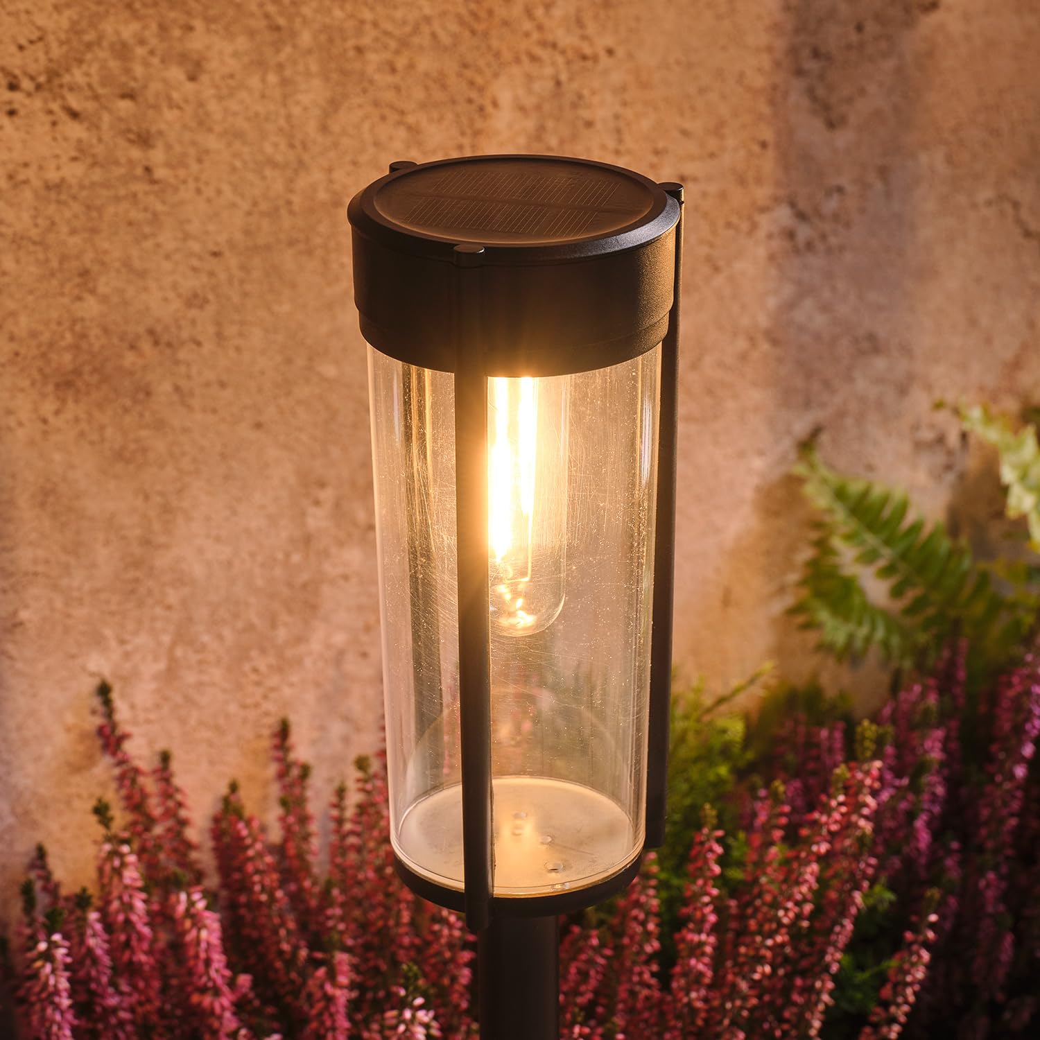 Lights4fun Set of 2 Woburn Solar Stake Lights with Warm White LEDs, Outdoor Garden Path Lights for Driveways & Patio Styling