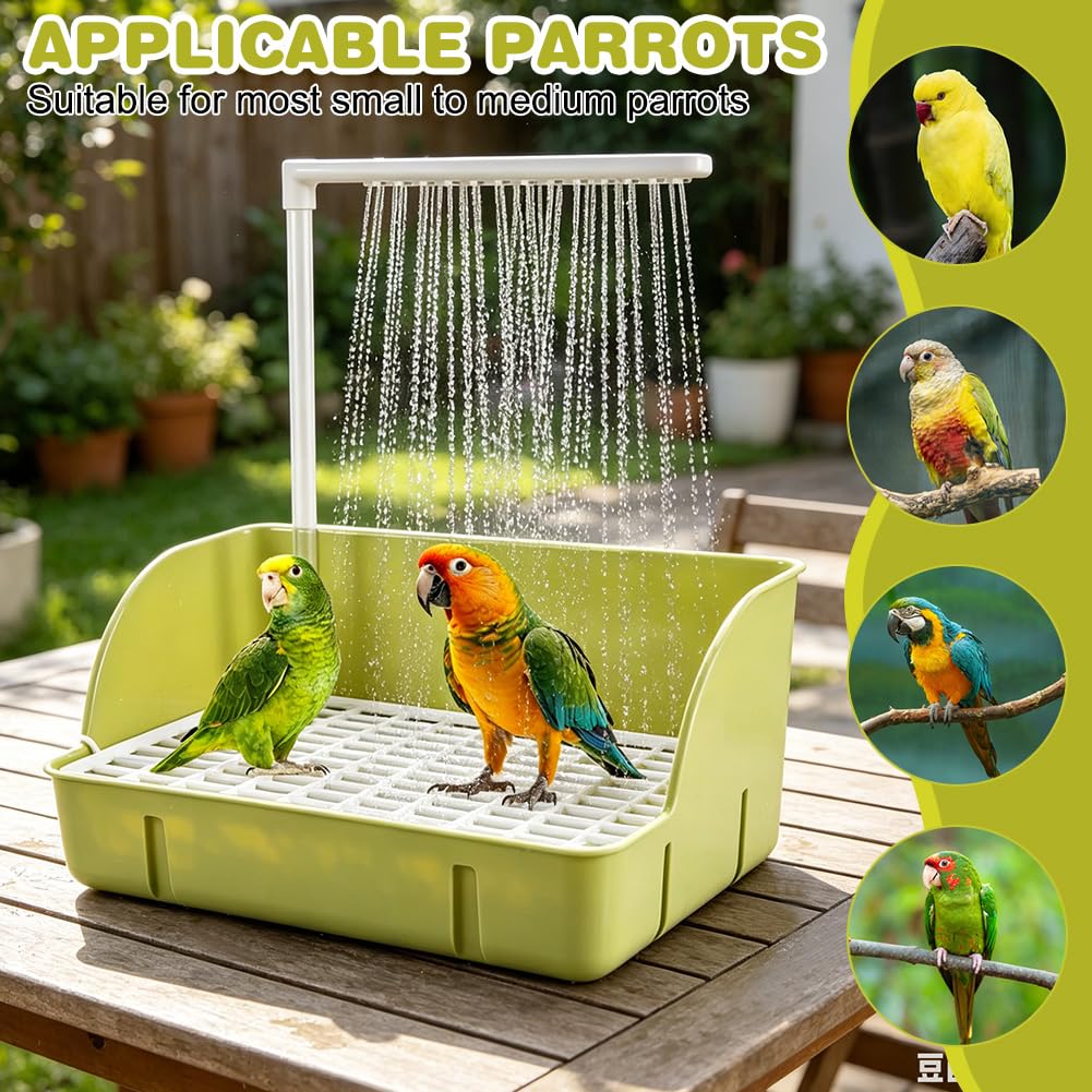 RANJIMA Vogeldusche Wellensittich, Wellensittich Dusche, USB Automatisches Vogelbad mit Wasserfall & Zirkulationshahn, Vogel Dusche, Vogel Badehaus Badewanne, für Unzertrennliche, Wellensittiche